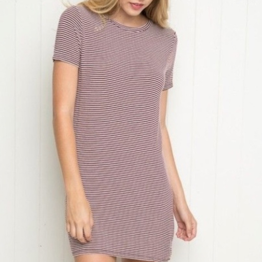 Brandy Melville - Red and White Stripped T Shirt Dress